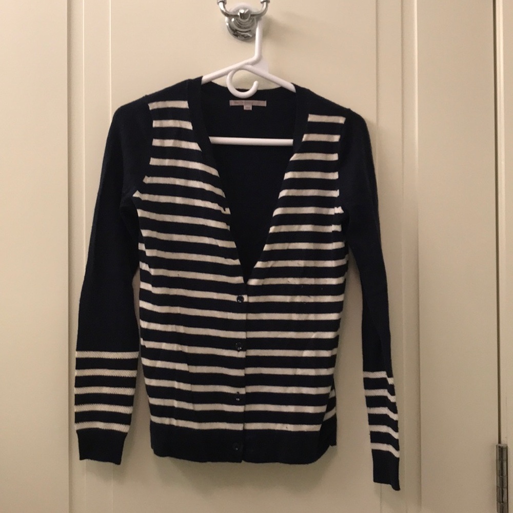Gap XS navy and white 30% wool cardigan